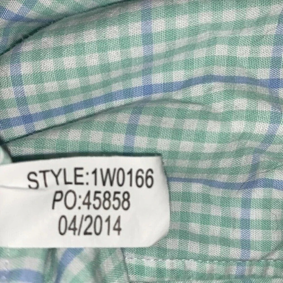 Vineyard Vines Whale Shirt Button Down Preppy Green Gingham with Blue Size Med - Picture 5 of 7